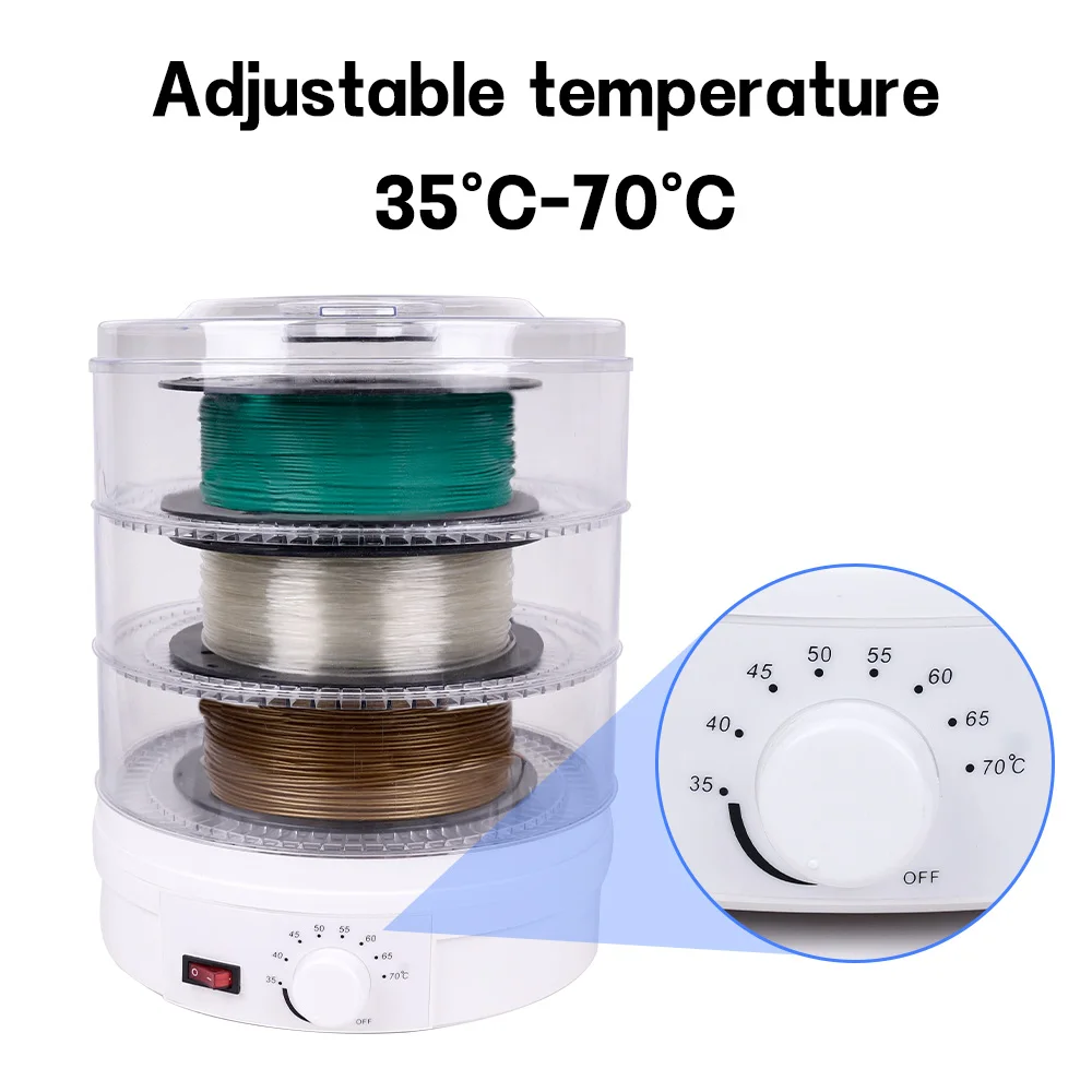 Two trees 3 Rolls Filament Dryer Drying Filaments Storage Box 360° Hot-air Heating for 1.75mm/2.85mm ABS PLA PETG TPU 3D Printer