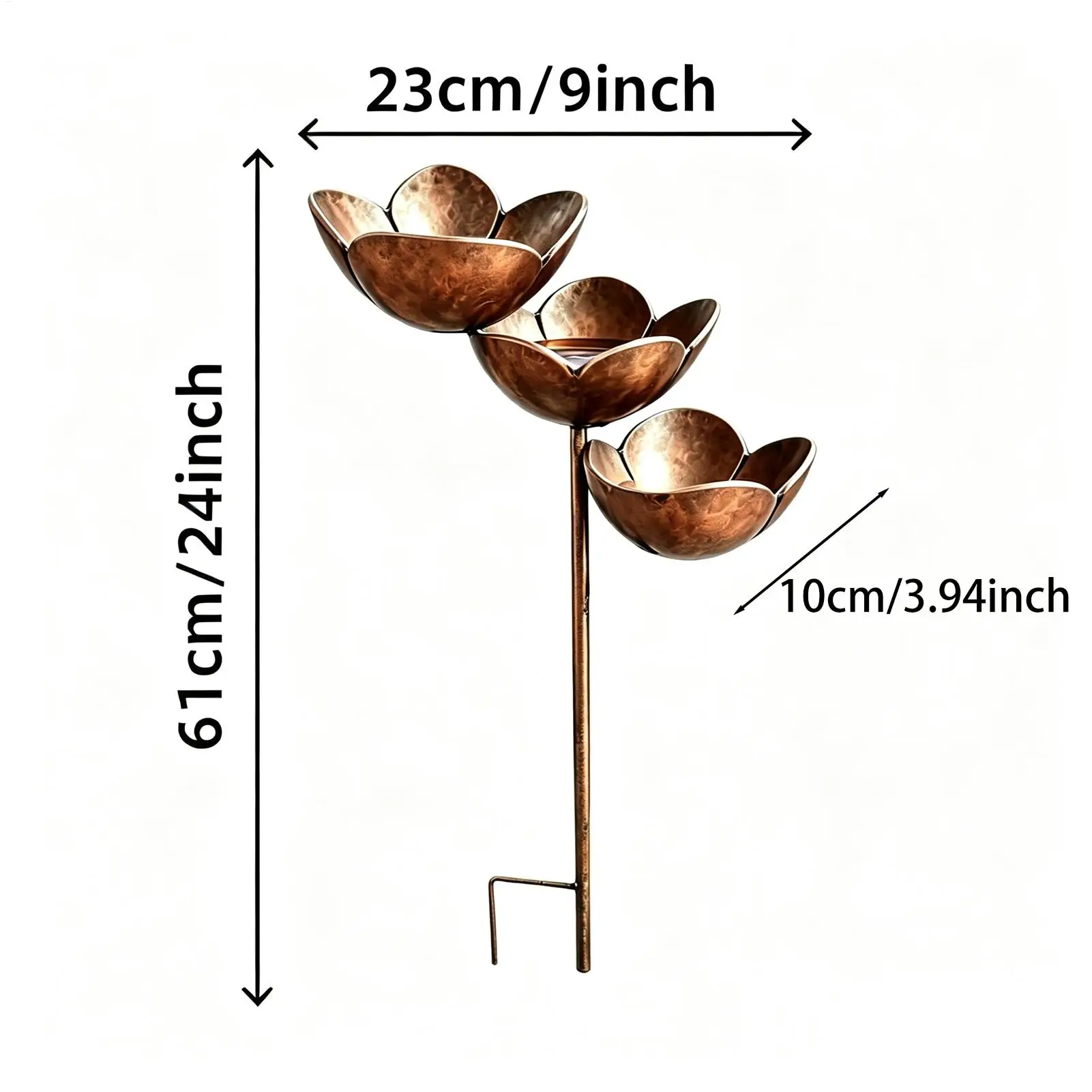Rain Catcher Garden Stake For Birds 3-Layer Flower Bee Drinking Bowl Bee Watering Station For Gardeners Homeowners Animal Lovers - view 6