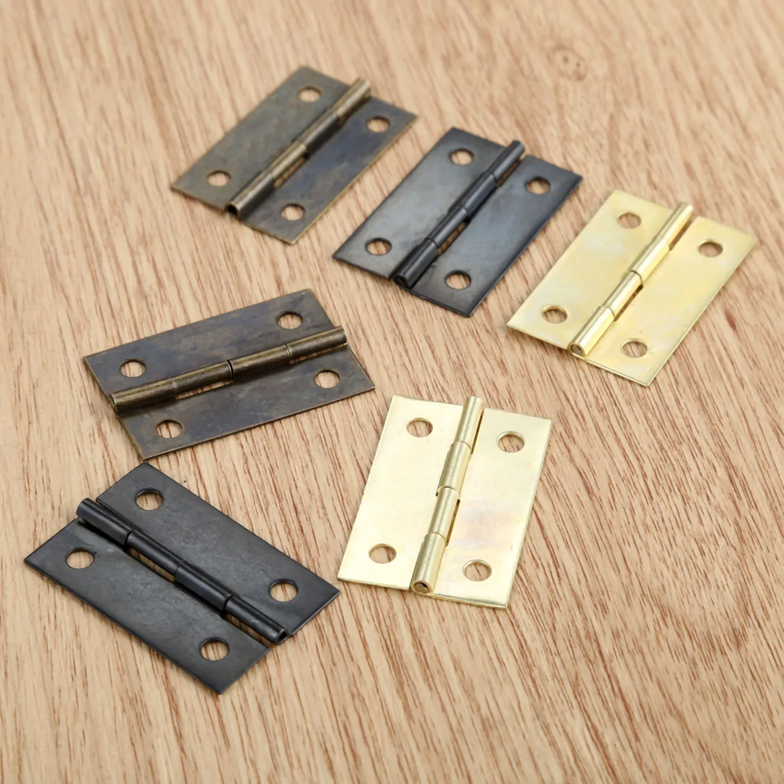20pcs Hinges + 80 screw 4 Holes Black/Antique bronze/Gold Right Angle 35*21mm Retro Decor Furniture Chest Wooden Jewelry Box