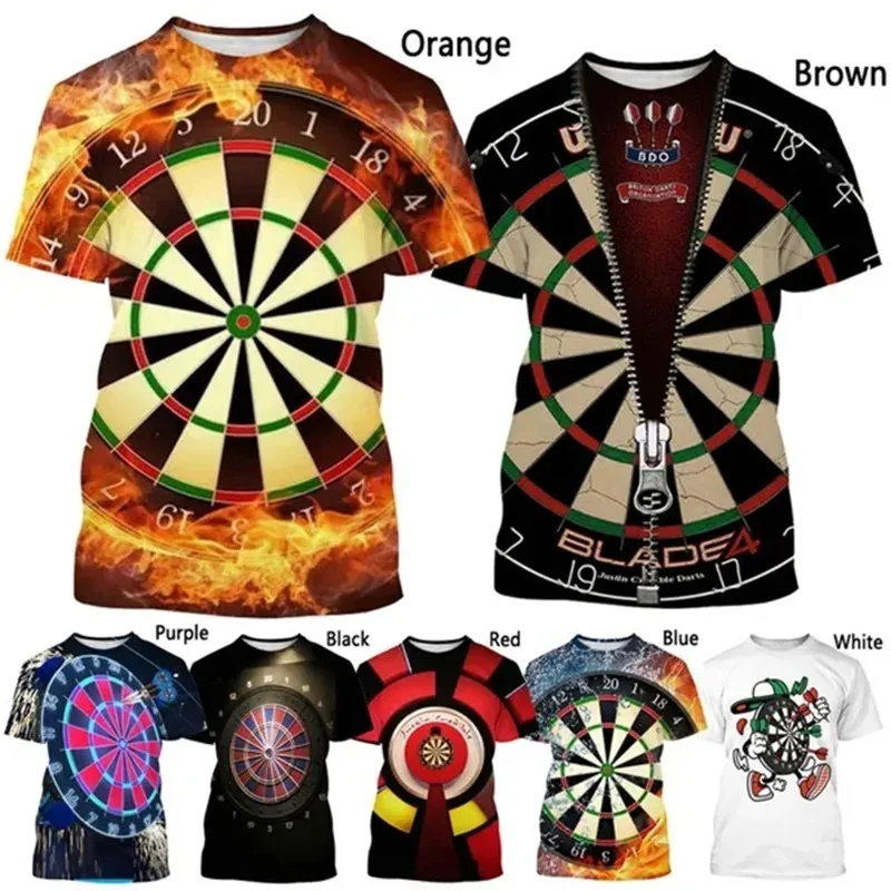 

3D printing T-shirt for men dart board graphic T-shirt dart throwing game tee tops summer casual short-sleeved Mens T shirt