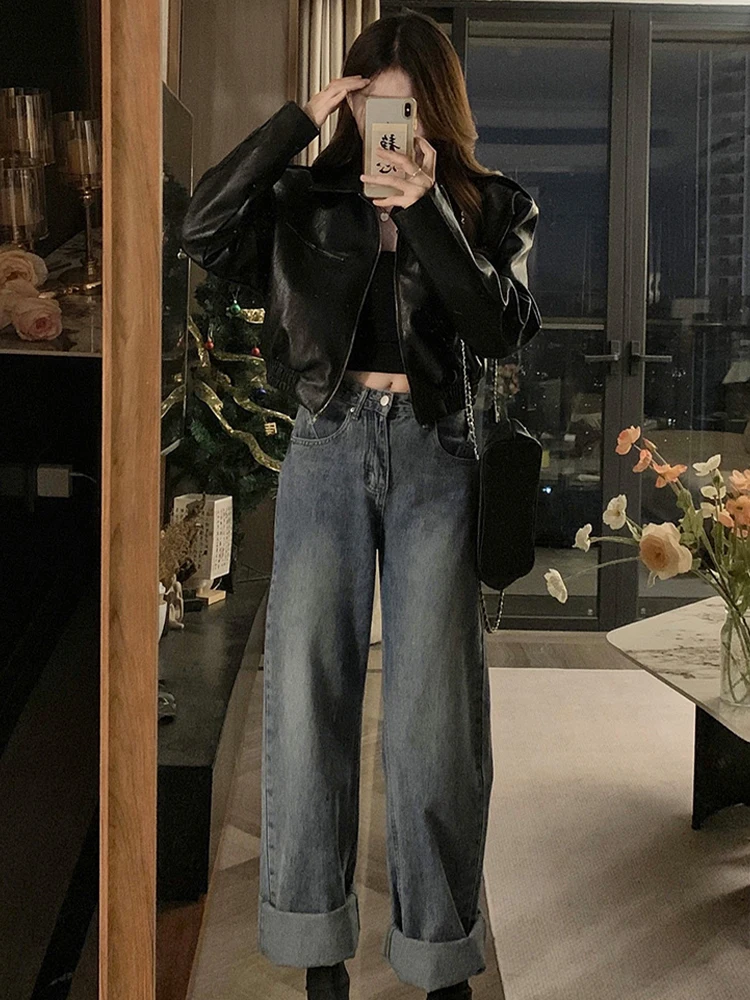 2025 New American Sle Or Bla Moto Giacca in pelle da donna Primavera Autunno Capispalla Slim Fit Cerniera ket Asimmetrico