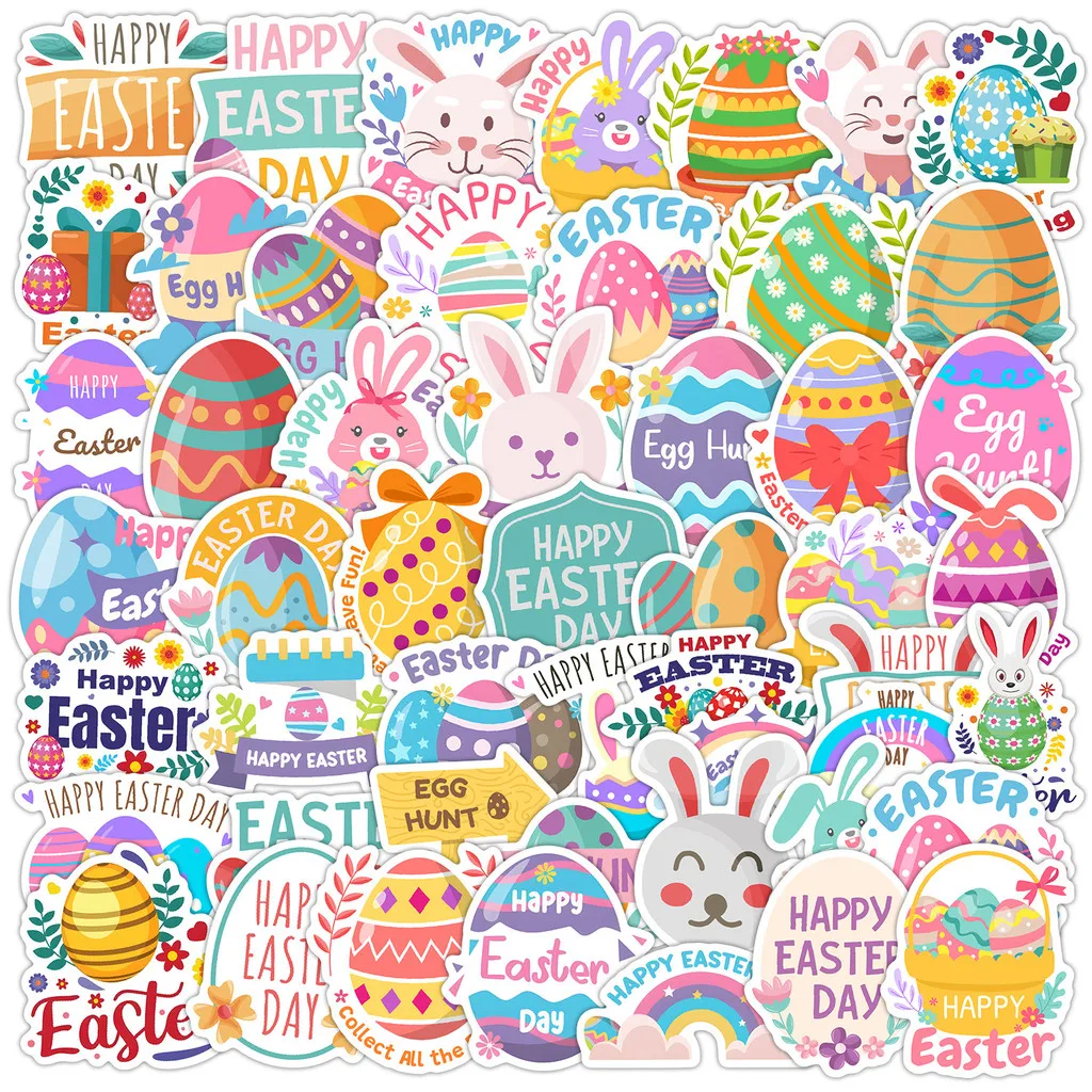 50PCS Easter Graffiti Stickers - Creative Waterproof Decor for Water Cup & Computer AnimeWorlds Store