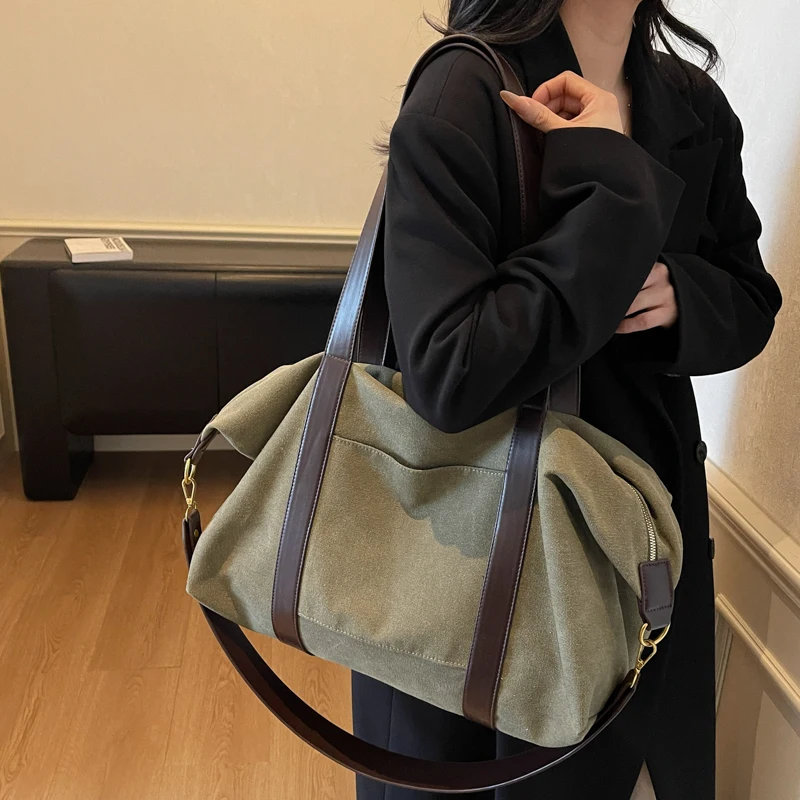 

Новинка 2025, женская парусиновая сумка-мессенджер, винтажная сумка большой вместимости, сумки через плечо в стиле ретро для девочек, повседневная дорожная сумка через плечо