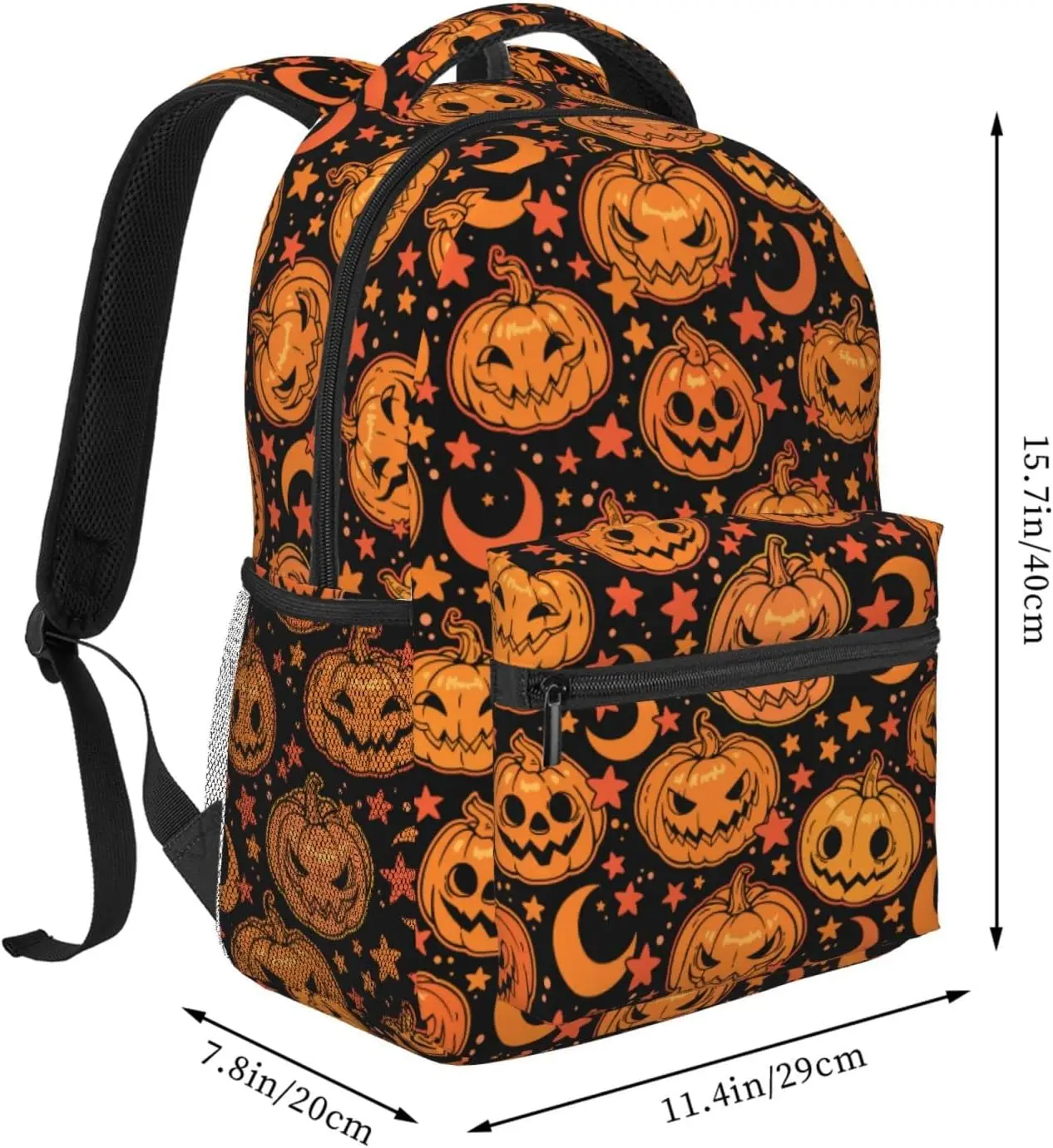 Halloween Pumpkin Moon Stars Lightweight Laptop Backpack for Women Men College Bookbag Casual Daypack Travel Bag