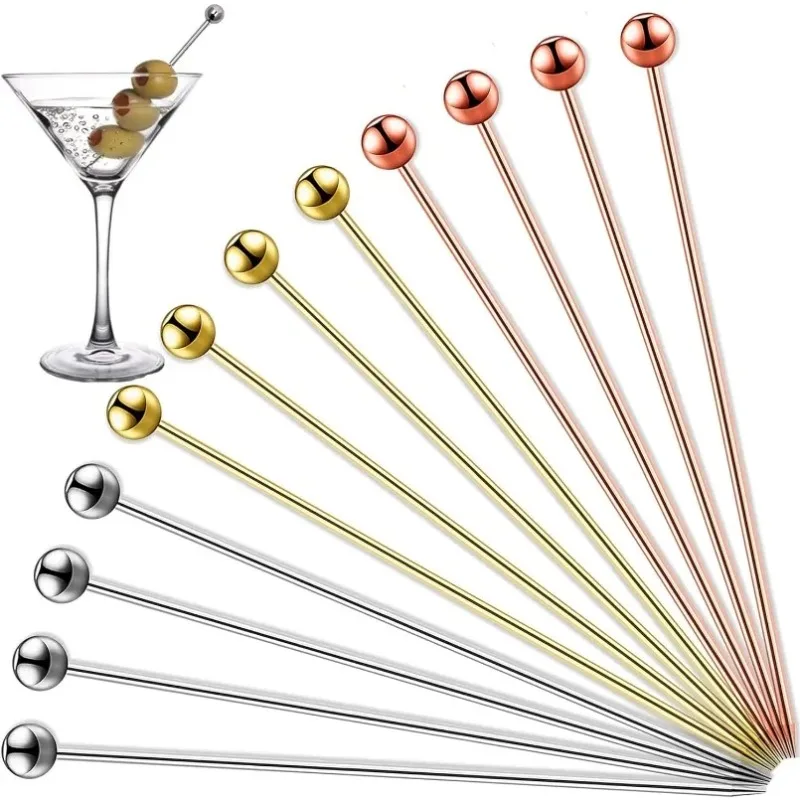 Cocktail Picks12 PCS 4 Inches Reusable Stainless Steel Cocktail Toothpicks Set Gifts Metal Skewers Martini Picks for Appetizers