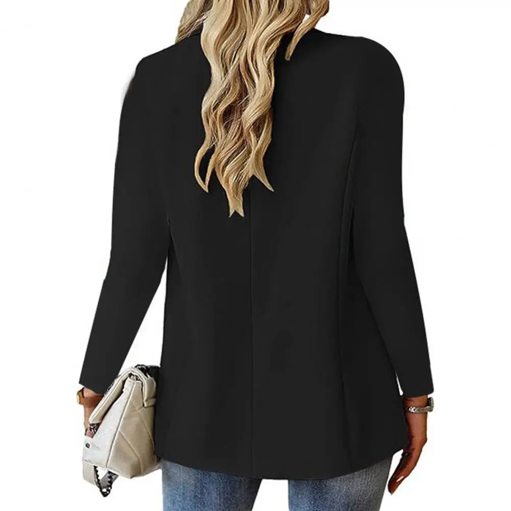 Elegant Solid Color Business Outerwear, Women Suit Coat Lapel, Single Button Suit Jacket Timeless Style For A Polished Work Look