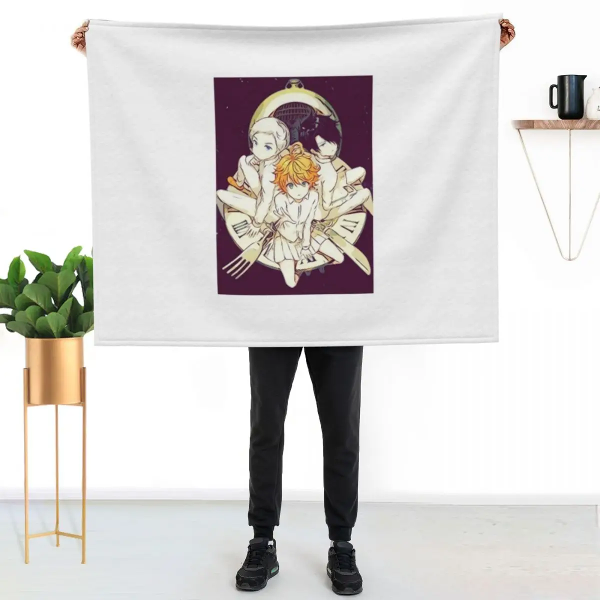 Yakusoku no Neverland|The Promised Neverland - Emma, Norman and Ray (Sketch) Throw Blanket Bed Luxury Throw for babies Blankets