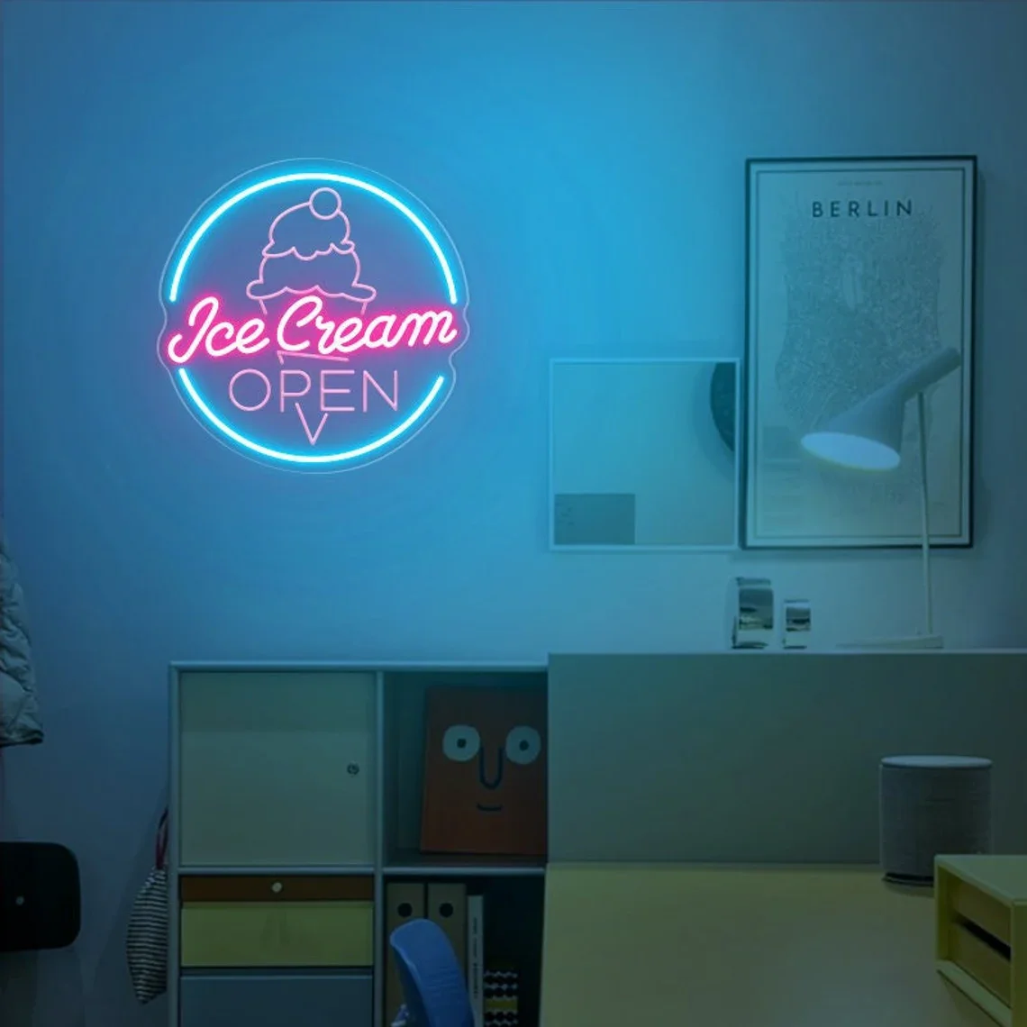 

Ice Cream Open Neon Sign Wall Art Decor Business Coffee Shop Neon Ice Cream Store Open Sign Aesthetics Wall Art Hanging