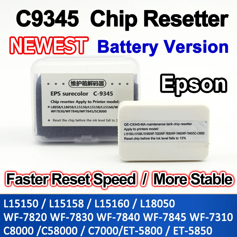 Battery Version C9345 Maintenance Tank Chip Resetter for Epson T-8550 ET-8500 ET-16000 L8050 L15158 L15168 L15150 L15160 6558