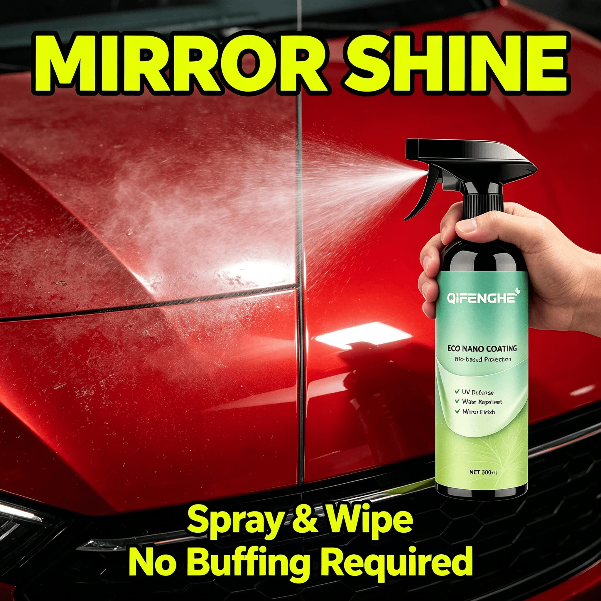 Nano Paint Sealant Spray-300ml, Easy DIY, Mirror Gloss, Lasting Protection vs UV & Dirt