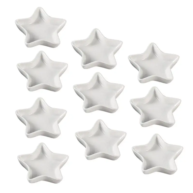 A44Z-10PCS Five-Pointed Star Shaped Condiment Dishes Dipping Sauce Dish Soy Sauce Pinch Bowl BBQ-Chip & Serving Bowl