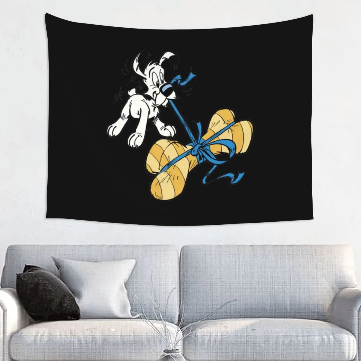 

Funny Asterix And Obelix Dogmatix Tapestry Wall Hanging for Bedroom Customized Hippie Cute Cartoon Dog Tapestries Room Decor