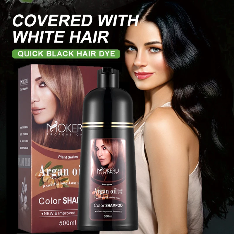 Mokeru Natural Organic Brown Hair Color Permanent Hair Coloring Shampoo Long Lasting Hair Dye Shampoo For Women Professional Dye