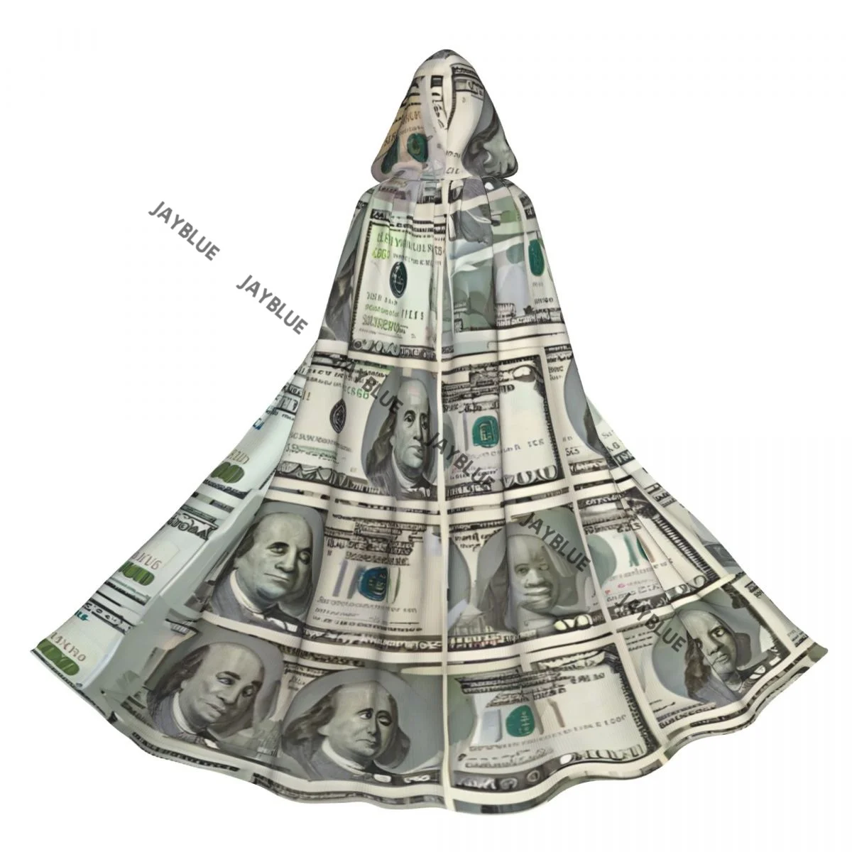 Hooded Unisex Cloak with Hood Dollar Bills Of United States Federal Reserve The Ben Portrait Cloak Witch Cape Cosplay Costume