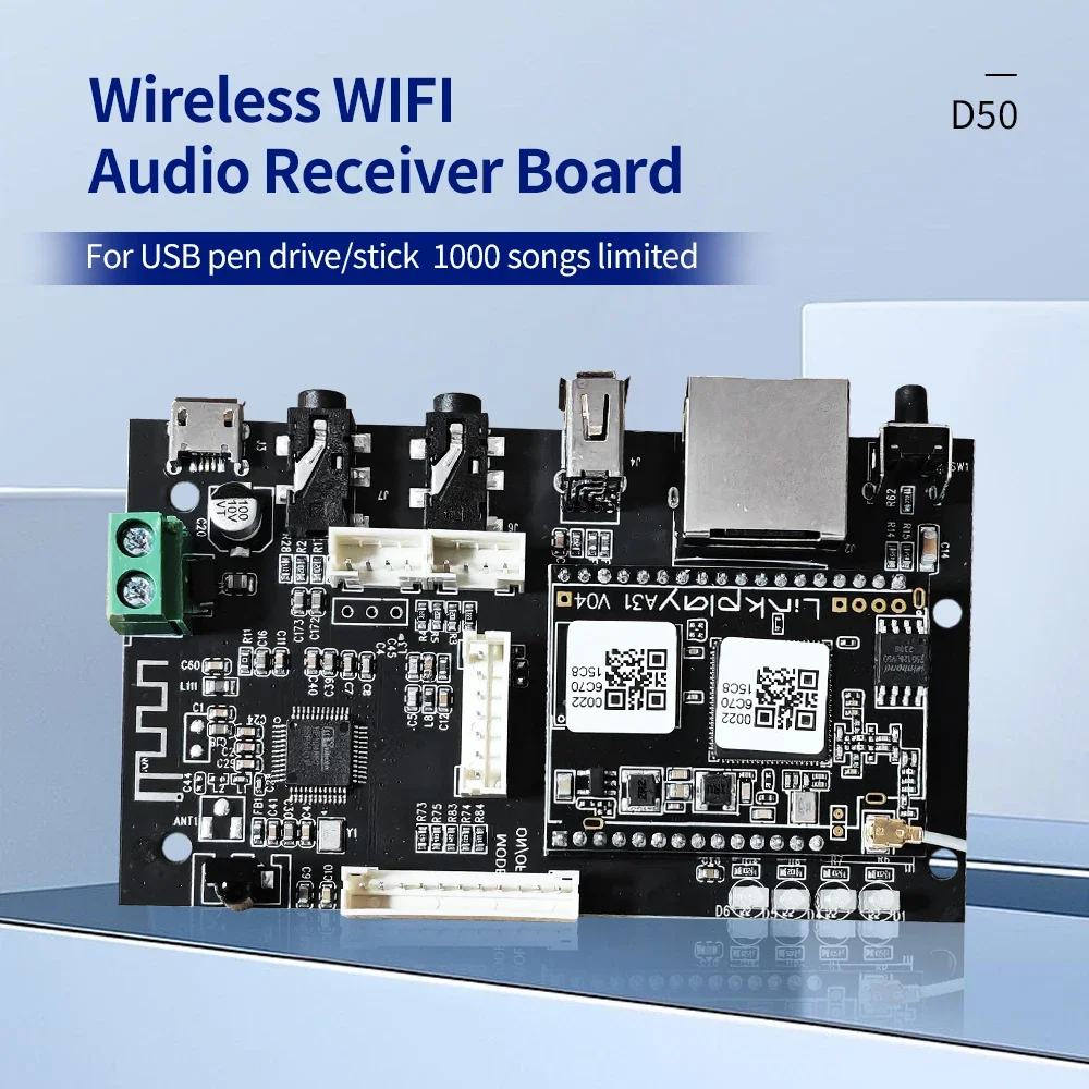 

EMiUZEK D50 Bluetooth 5.3 Wireless Receiver Board Audio Sound Quality Upgrade Module for Home/Car Speakers