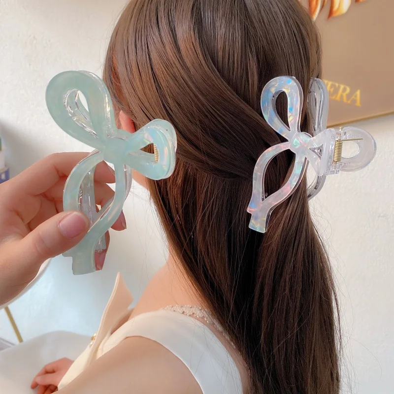 

New Women Mermaid Bow Large Hair Claw Clip Girls Ponytail Hair Claws Bath Clip Fashion Hair bows Gift Headwear Accessories