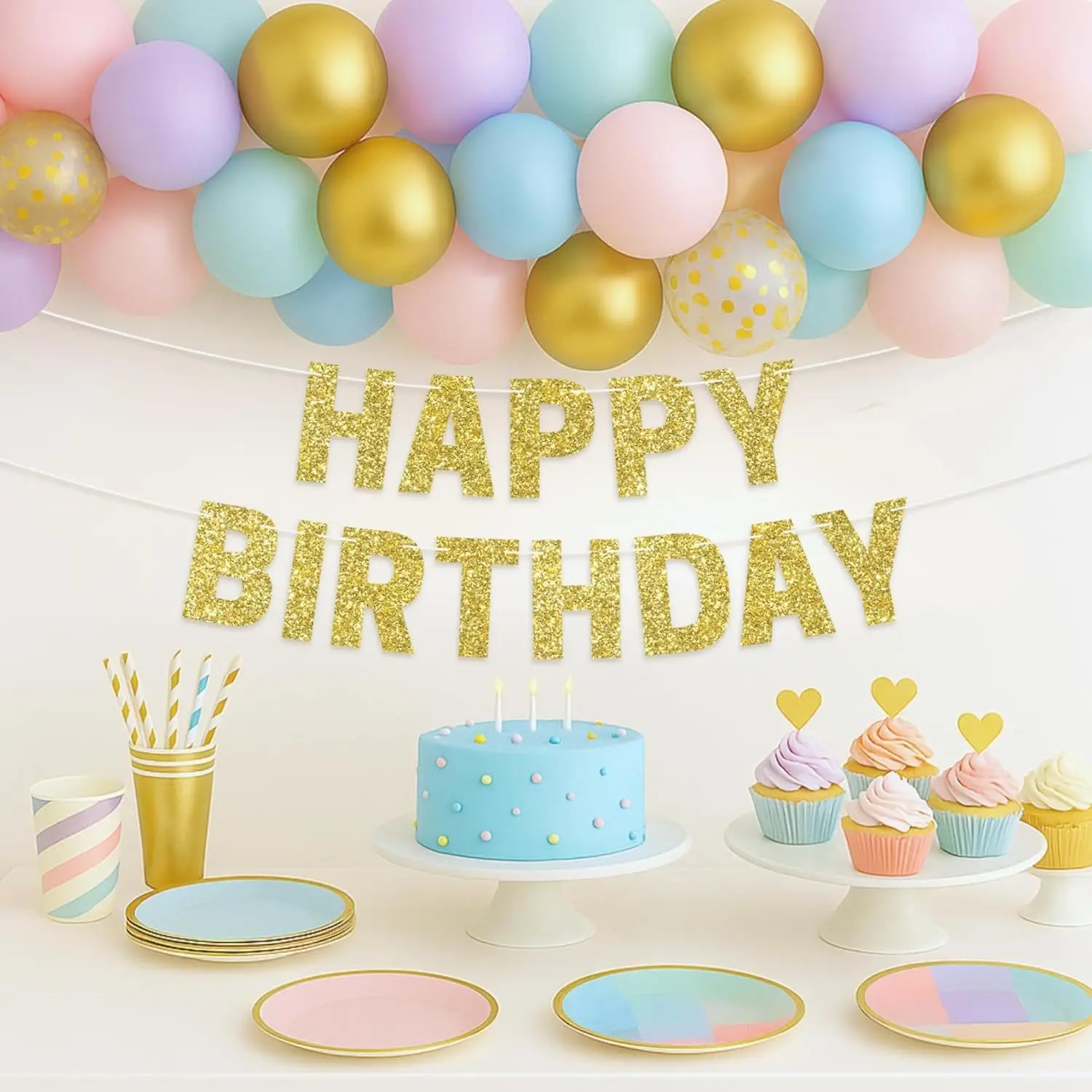 

Розовая гирлянда-баннер «С Днем Рождения» для декора, украшение для детского праздника, девичника, бантики, подвесные флажки