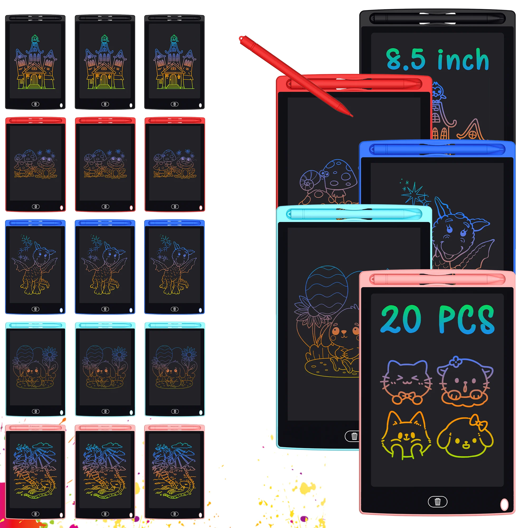 20 sztuk tabletów LCD do pisania dla dzieci, 8,5-calowy tablet do rysowania, łamigłówka dla młodszych dzieci, zabawki edukacyjne