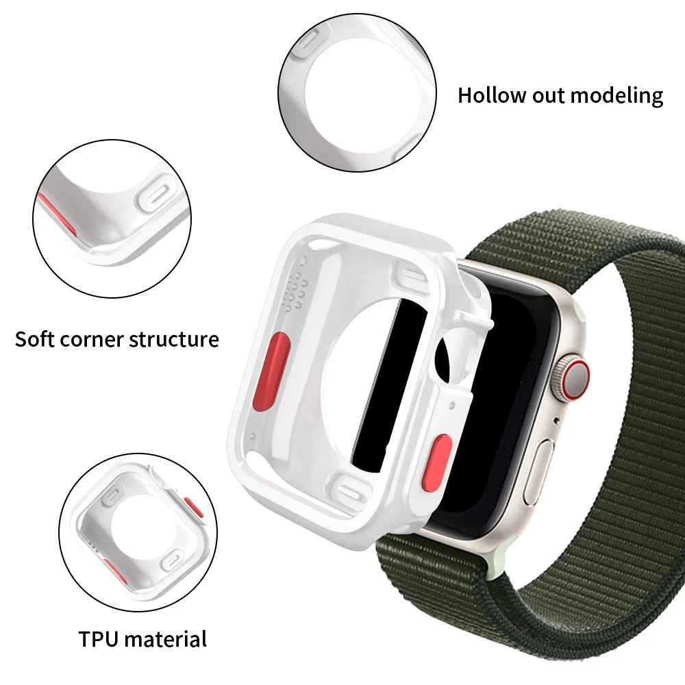 Case for Apple Watch 9 8 7 45mm 41mm 44mm 40mm Case Soft TPU Shockproof Protective Full Bumper Cover for Iwatch Series 6 5 4 SE