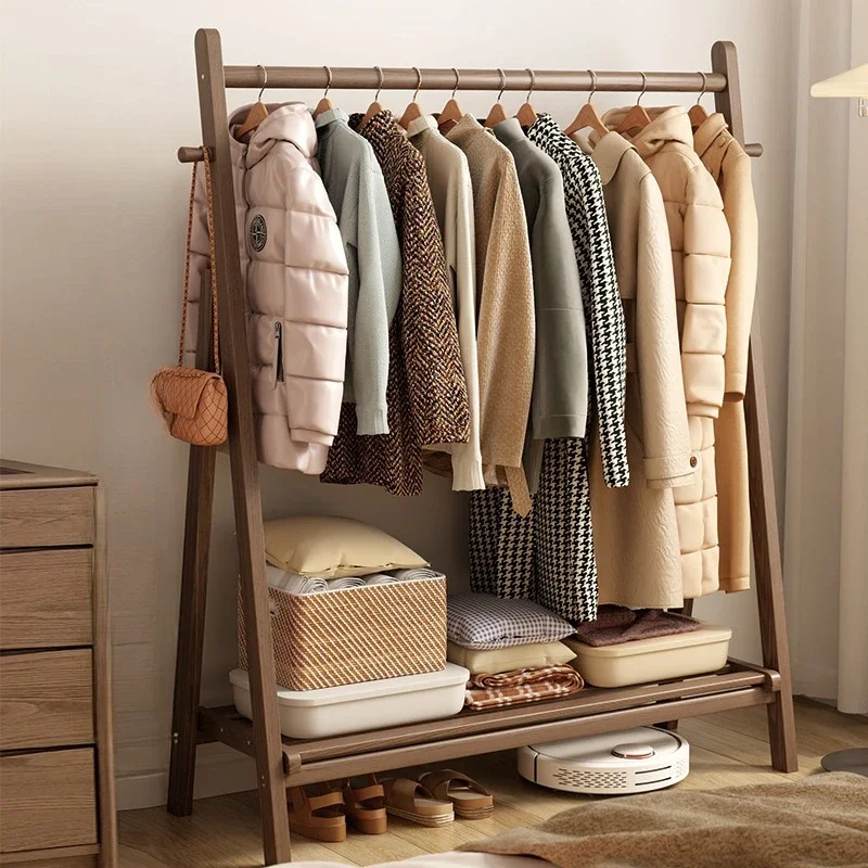 Simple Solid Wood Coat Rack for Bedroom Durable Build Modern Design Non-Slip Feet Smooth Surface Long Lasting Easy to Use