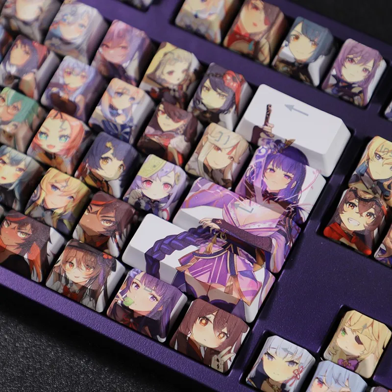 Genshin Impact Computer Accessories Keyboard 108 Keyacps Transparent PBT Anime Key Caps Computer Supplies DIY Customization