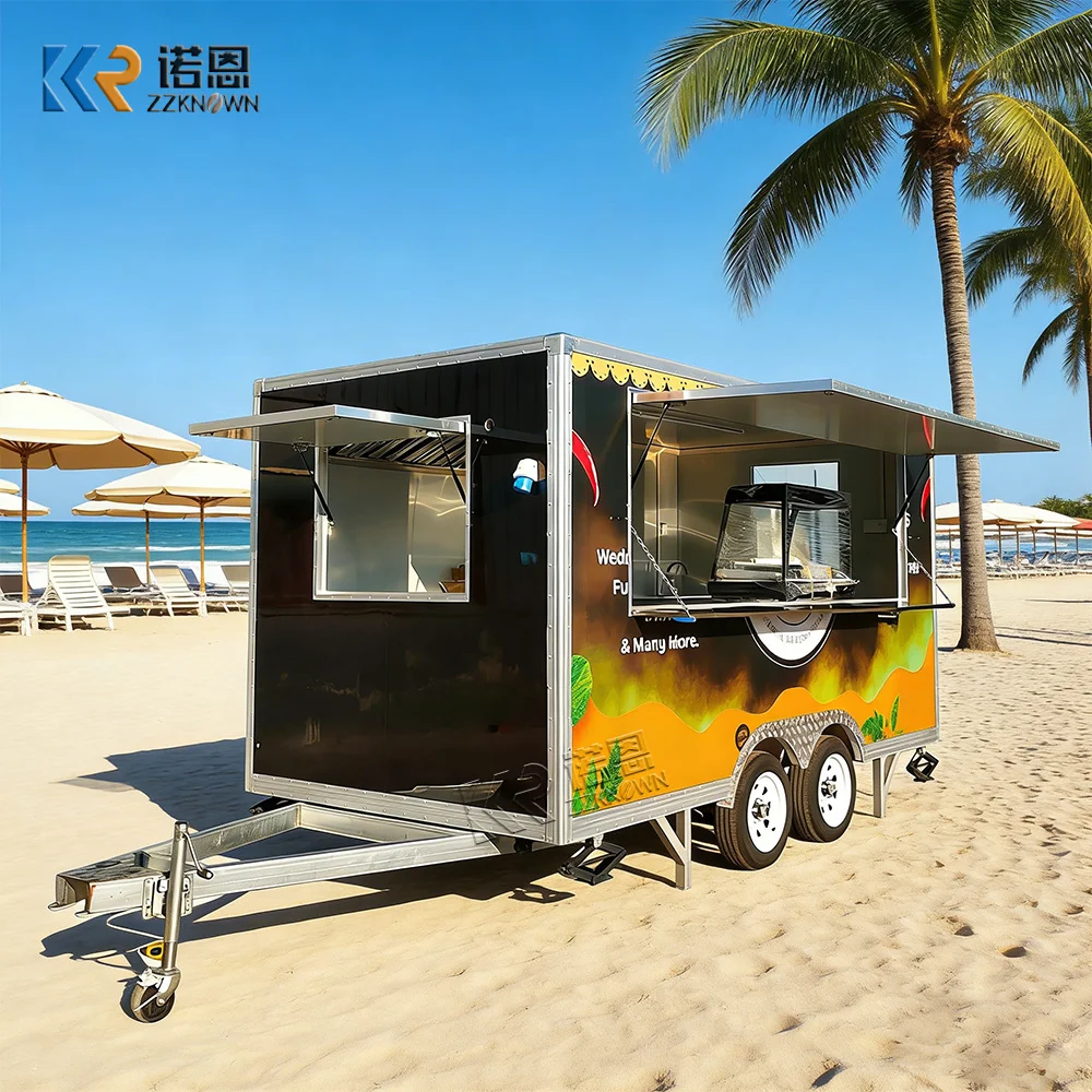 Mobile Restaurant Bar Catering Trailer Fully Equipped Dessert Donut Hot Dog Cart Crepe Pizza Food Truck with Full Kitchen