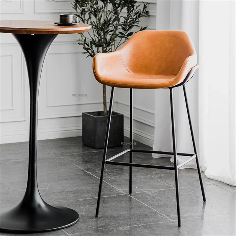 Nordic เก้าอี้บาร์เหล็กรับประทานอาหารหรูหรา Creative Cafe เคาน์เตอร์ Barstool เรียบง่ายสูงสตูลเฟอร์นิเจอร์ห้องครัว HY50DC