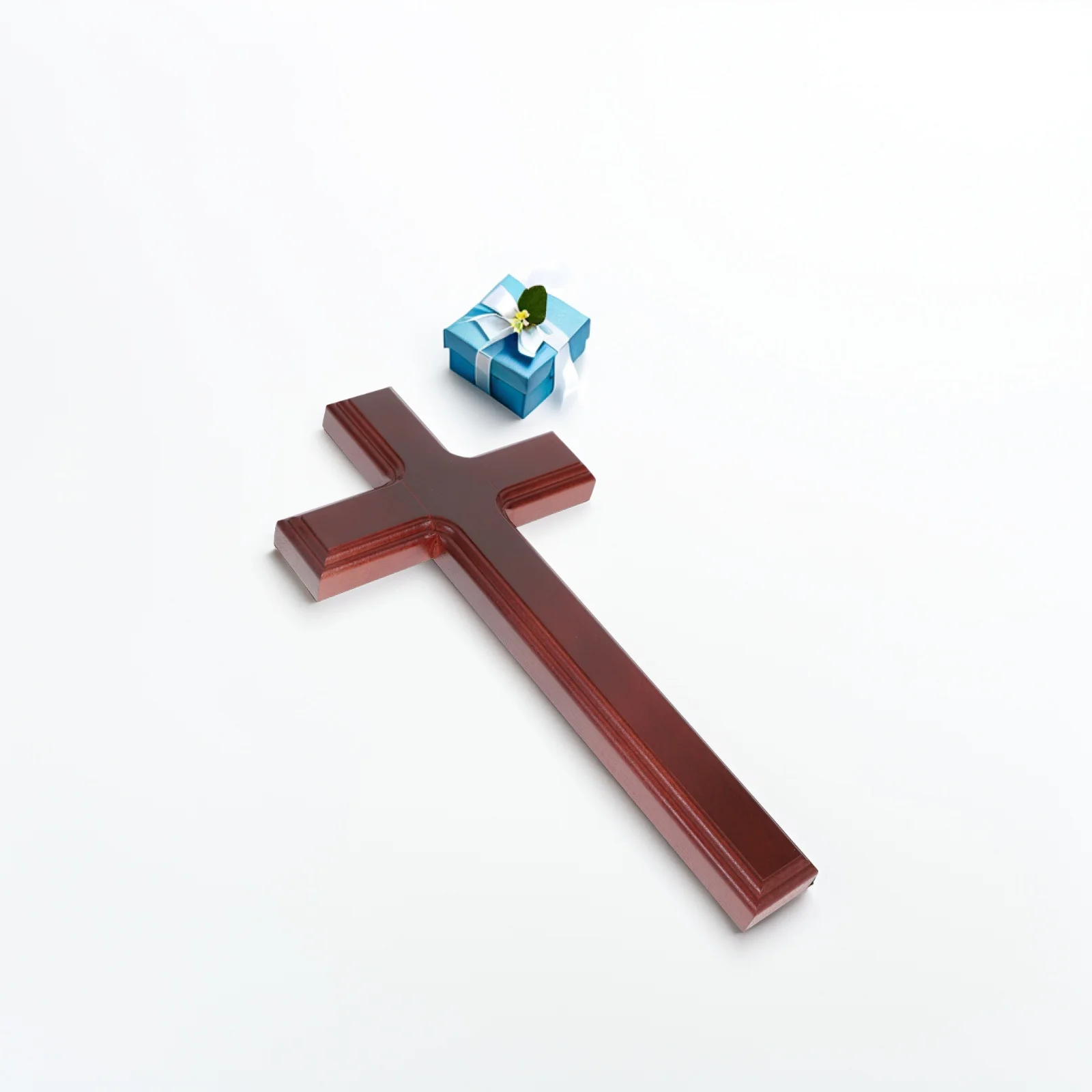 

32Cm Handcrafted Wood Cross Wall Hanging Religious Ornament for Home Office Church Interior Blessing Decorative Accessory