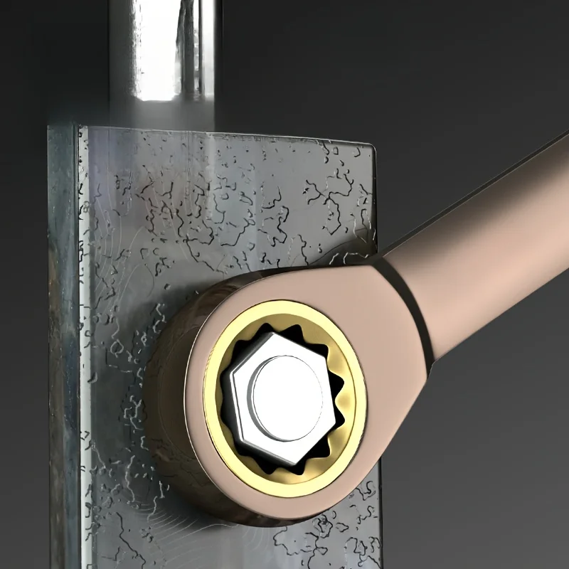 Quick release bi-directional ratchet wrench - dual head and open-end design, easy to use, durable carbon stee,Repair wrench.