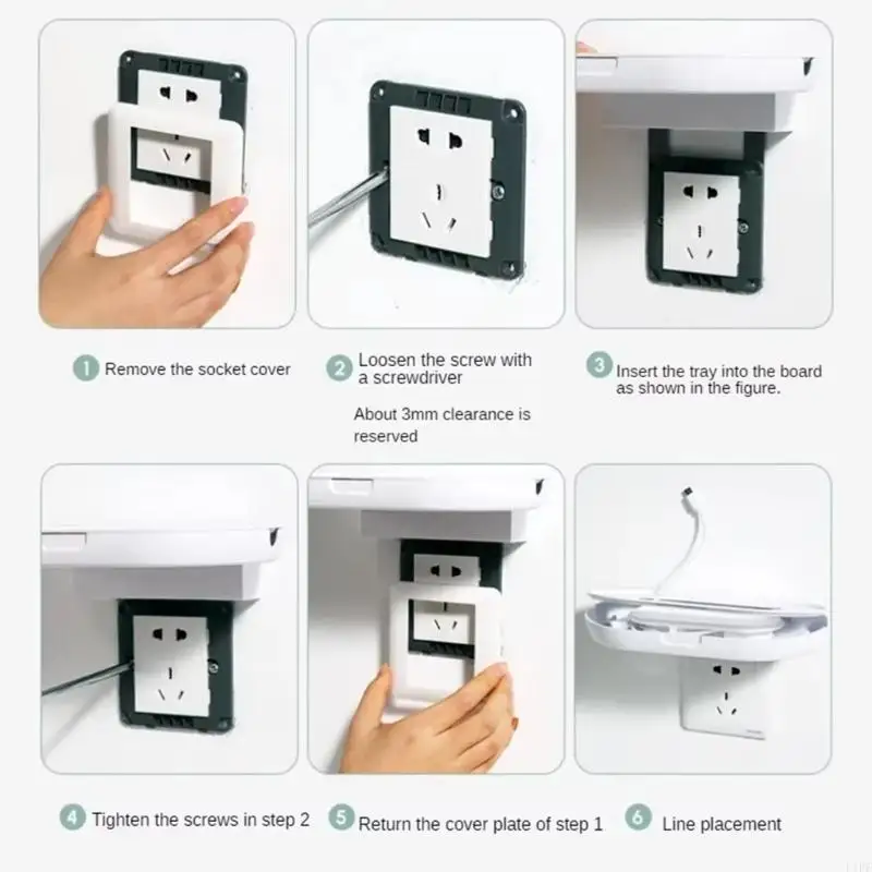 E1PF Punch-Frees Sockets Storage Rack On Wall Routers Shelf Outlet Placement Holder Cable Organizers Bedroom Living Room