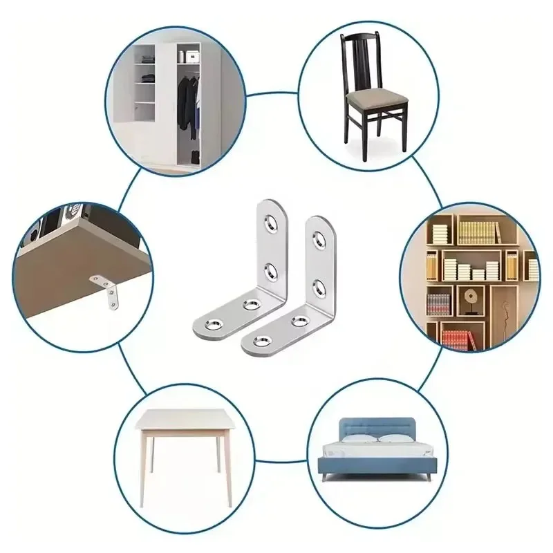 10PCS 90 Degree Angle Corner Brackets Stainless Steel Corner Brace Fastener Wall Brackets Hanger for Shelves,Table,Chair image 6