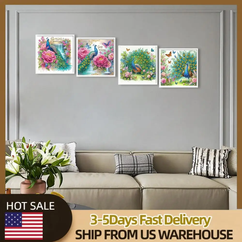 

4pcs 30x30cm Peacock 5D DIY Special Shape Crystal Partial Diamond Painting Kit