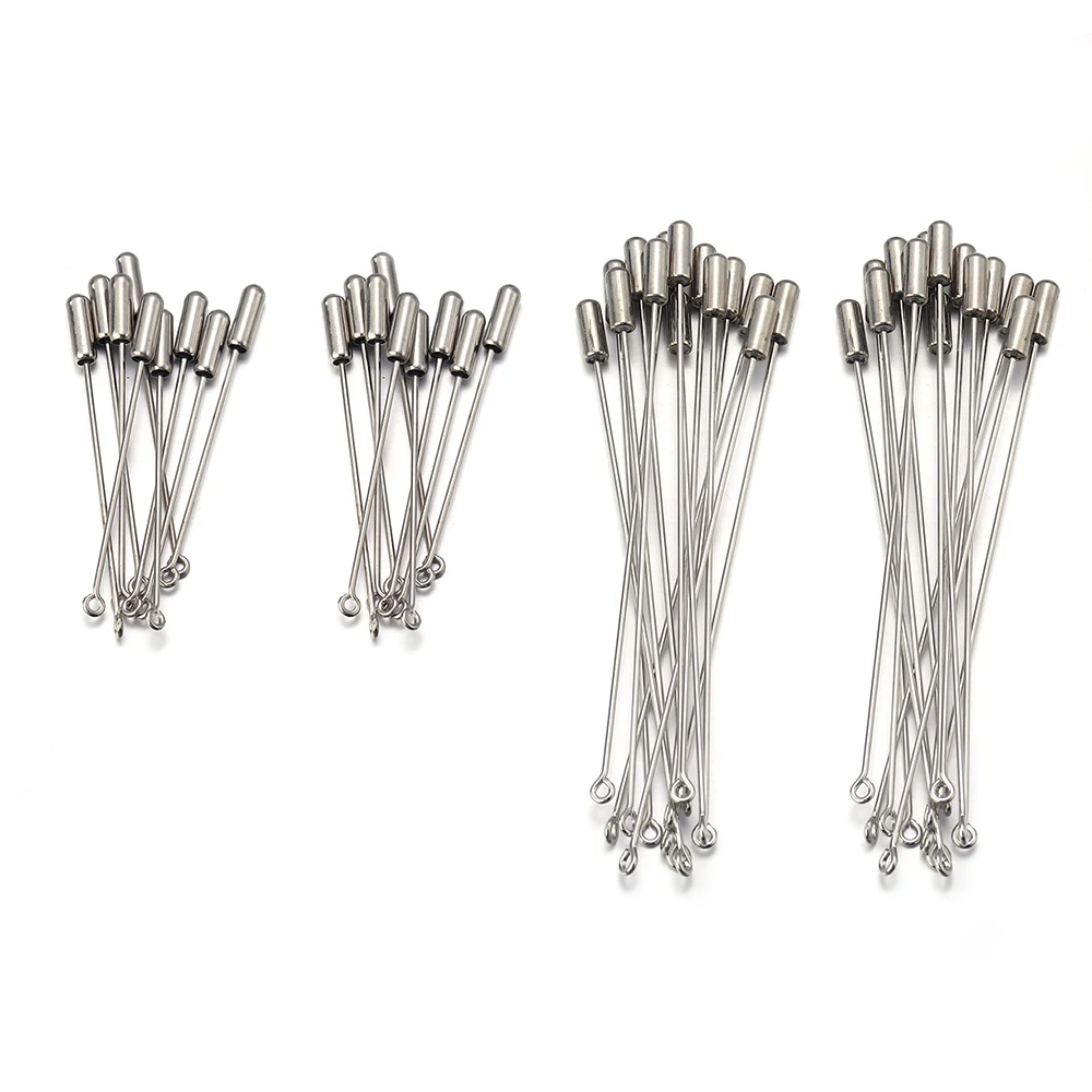 Hochwertige 10 teile/los Eye Pin Blank Brosche Stifte mit Stopfen 53 93mm Länge Schmuck Brosche Zubehör DIY Sicherheits brosche – Detail 3
