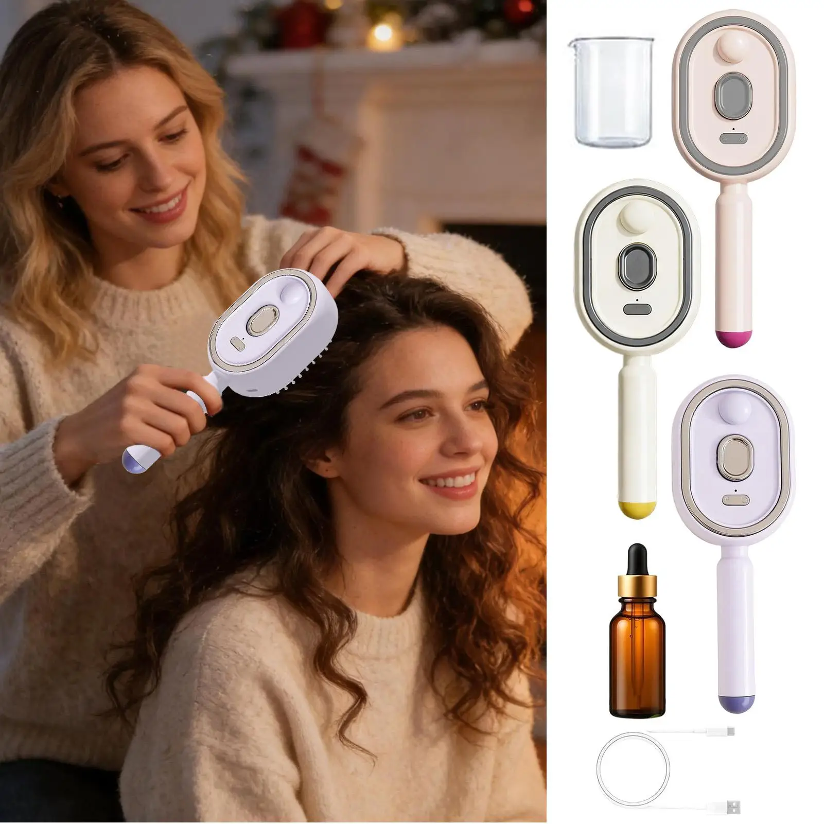 

Electric Steam Hair Brush Comb Mist Function Simultaneously Stronger Ion Technology Less Breakage No Residue for Beautiful Hair