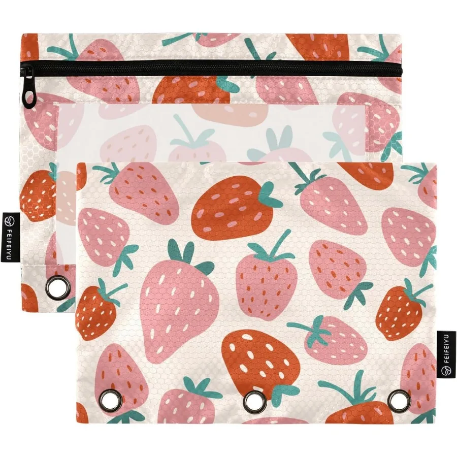 

Чехол для переплета с 3-мя кольцами, папка для переплета фруктов и клубники, пакеты для переплета с прозрачным окном, на молнии, косметички для офиса C