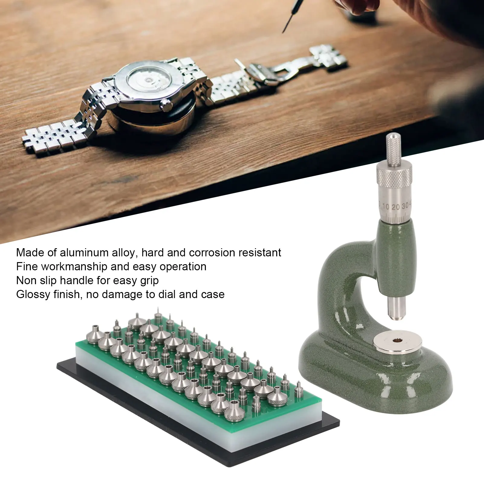 Watch Press Set Watch Repair Tool Aluminum Alloy Watch Case Closer with Dies Watchmaker Jewelling Tool Watch Case Closer