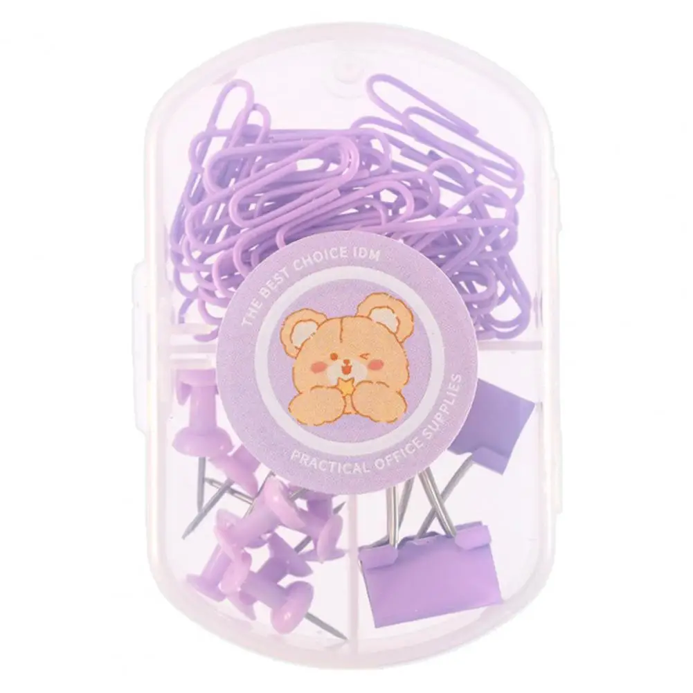 Paper Clip Set Durable Rustproof Dovetail Clamp I-shaped Nail Set with Storage Box for Office School Organization