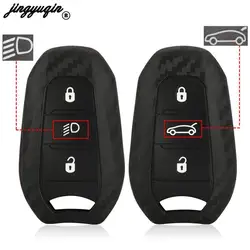 jingyuqin For Citroen C3 C5 C4 C4L DS4 DS5 Fit Peugeot 308 408 508 3008 5008 Opel Carbon Fiber Silicone Smart Car Key Case Cover