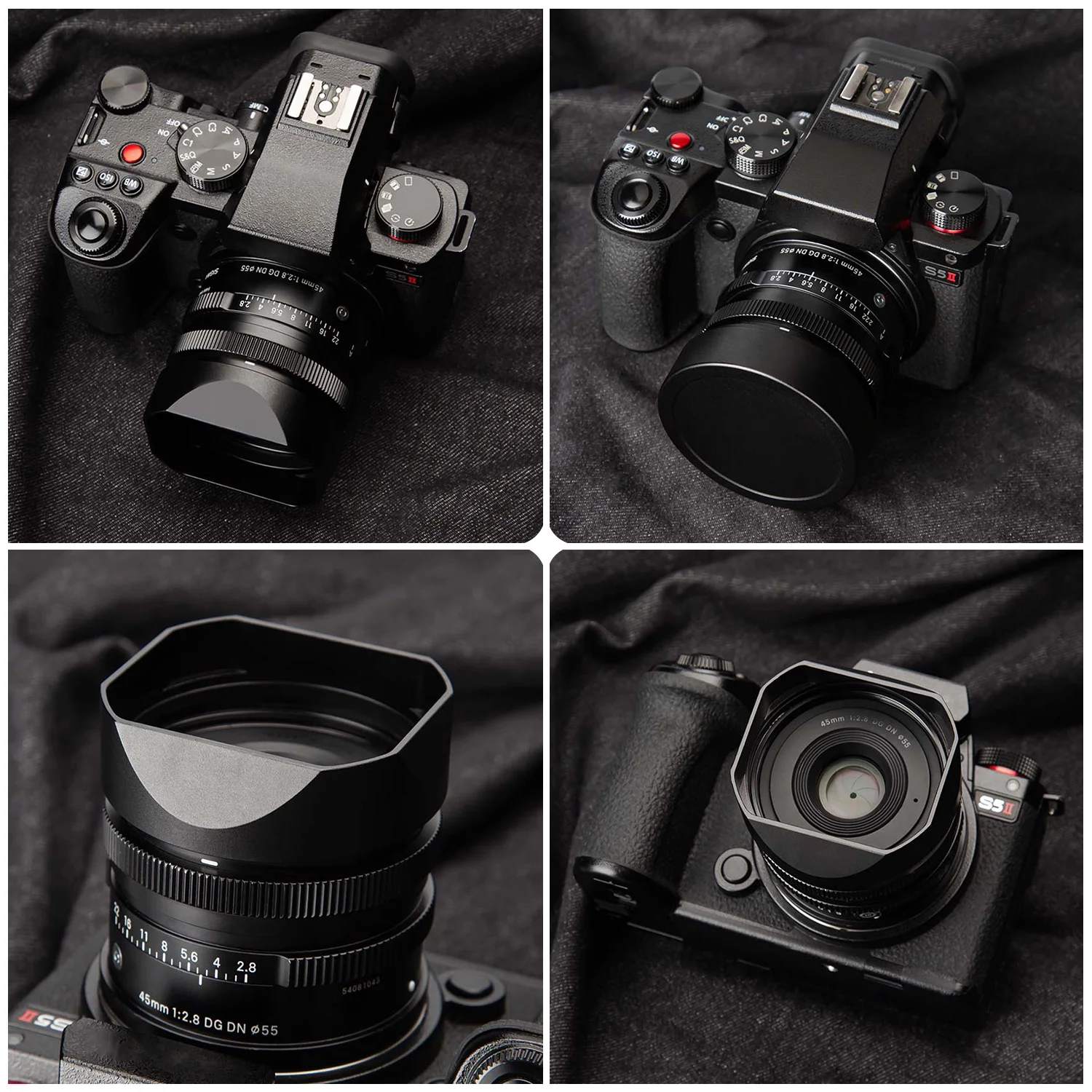 45mm f2.8 DG DN Bayonet Square Metal Lens Hood for Sigma 90mm F2.8 45mm f2.8 24mm F3.5 Lens Hood Lens Shade with Cap
