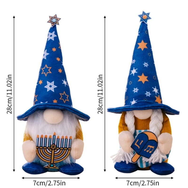 Chanukka-Zwergpuppe für jüdisches Fest, handgefertigte Chanukka-Plüsch-skandinavische Zwergpuppen-Tischdekoration