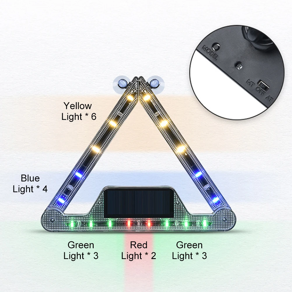 Solar Powered Car Emergency Light Foldable Rotatable LED Warning Signal Light USB Rechargeable Multi-Mode Car Tail Light 5V