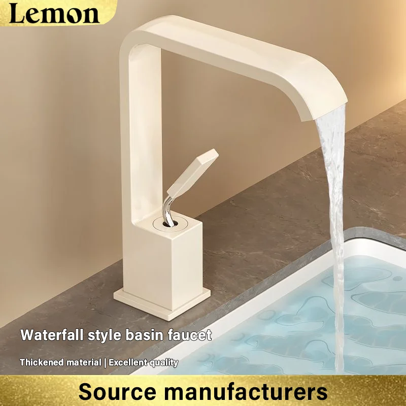 

Waterfall faucet copper wash basin wash basin above counter basin bathroom basin hot and cold water faucet