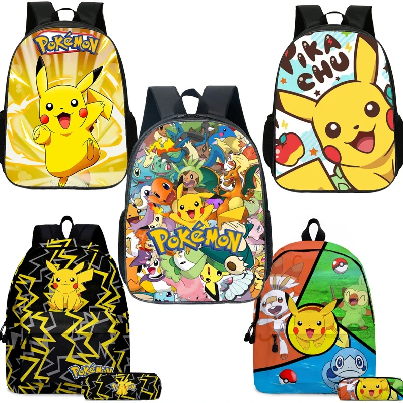 MINISO Kawaii Pokemon Backpack Pikachu Student School Bag Cartoon Animation Accessories Backpack Cartoon School Bag Mochila