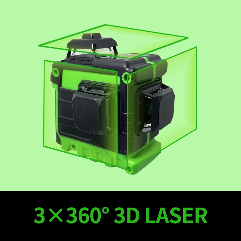 Pratico livello Laser 3D 12 linee livello linee verdi autolivellanti Laser a livello incrociato orizzontale e verticale con 1/2 batterie