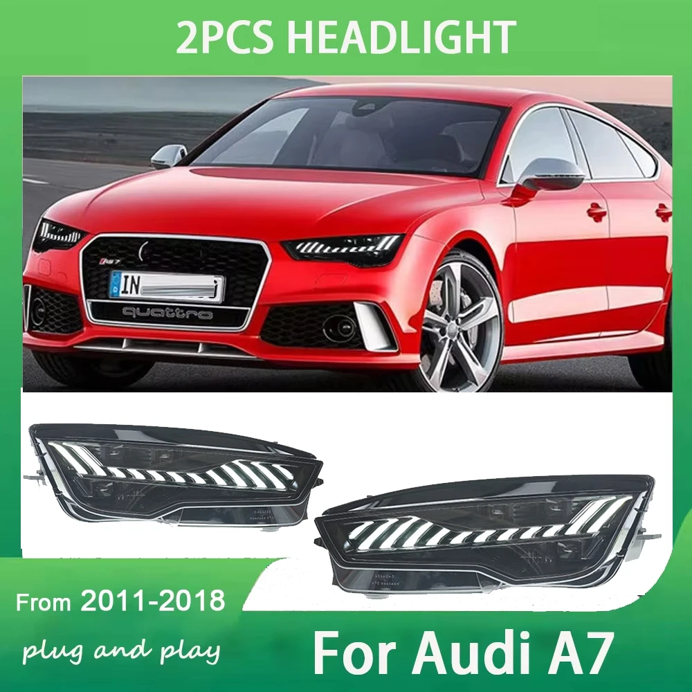 

Автомобильные фары для стайлинга Audi A7, светодиодные фары 2011-18, обновление RS7, фара DRL, сигнальная линза проектора, автомобильные аксессуары