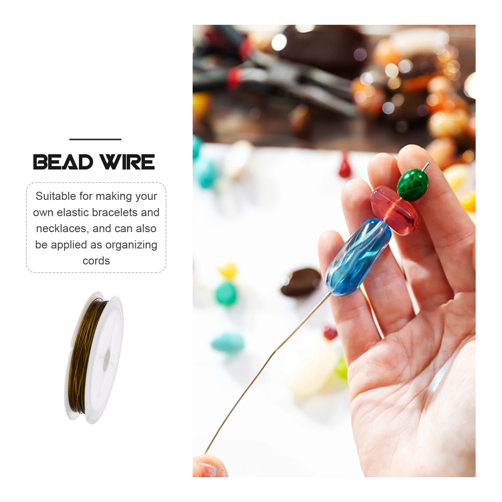 

3 Rolls Jewelry Wire Beading Accessories Beads Making Supplies for Steel Necklace Golden Crafting Cuttable