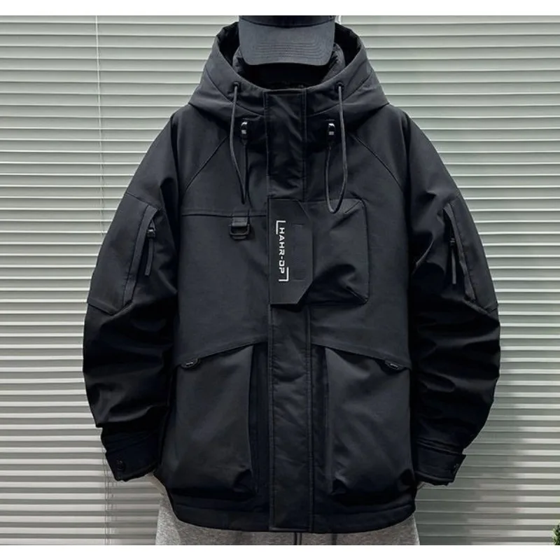 Jaket Pria Musim Dingin Terbaru Model Hoodie Longgar dan Tebal, Anti Angin untuk Aktivitas Luar Ruangan, Jaket Kerja Parker, Fashion Nyaman dan Hangat, Pakaian Pria