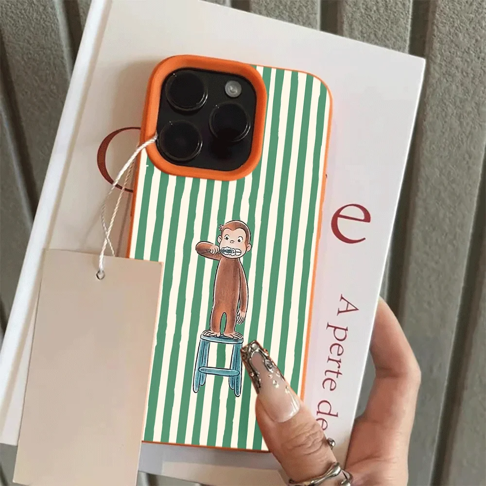Koreanischer Stil Niedliche Cartoon-Affen-Zahnbürsten-Handyhülle für iPhone 17 16 15 14 13 12 11 Pro Max Plus X XR Silikon-Softcover – Detail 7