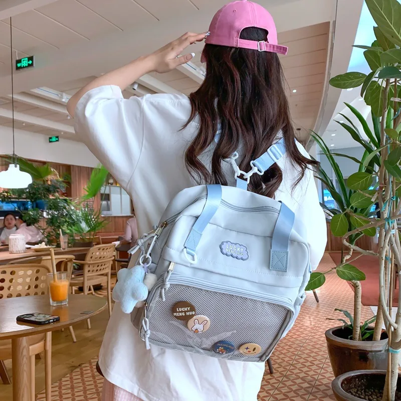 Ita Backpacks Casual All Match 3way Shoulder Bag Sweet Cute Simple Transparent Crossbody Bags Canvas Display Teenage Сумка