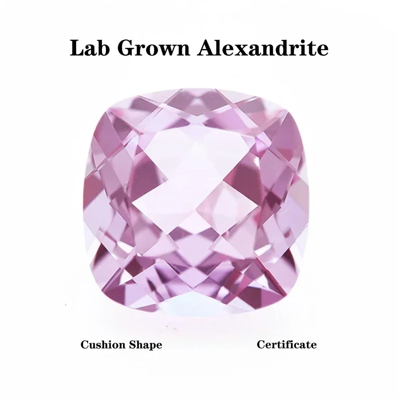 

TOP Lab Grown Alexandrite Square Cushion Shape Change Color Stone Charms for DIY Jewelry Making Extremely Shiny Quality Certifi